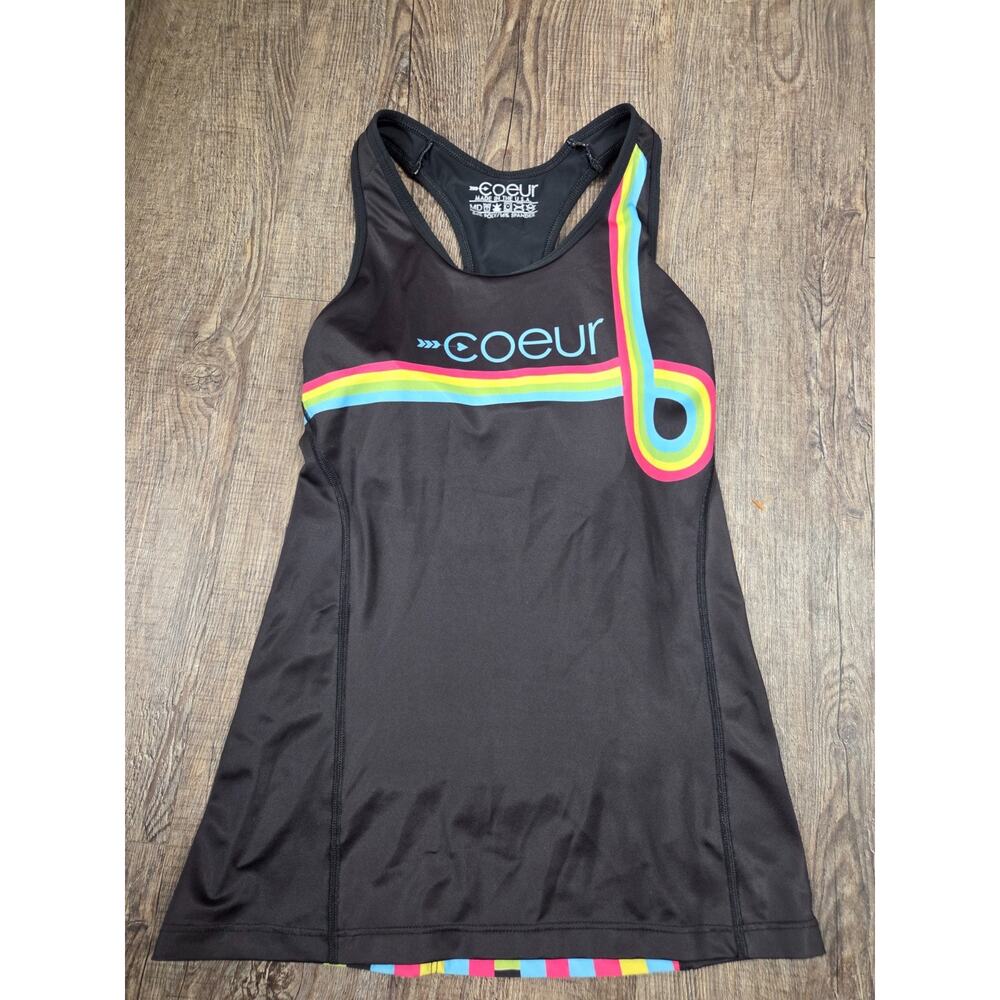 Coeur Women's Mix Tape Tri Top 2016 Tank Top Racing Shelf Bra Size Small MadeUSA